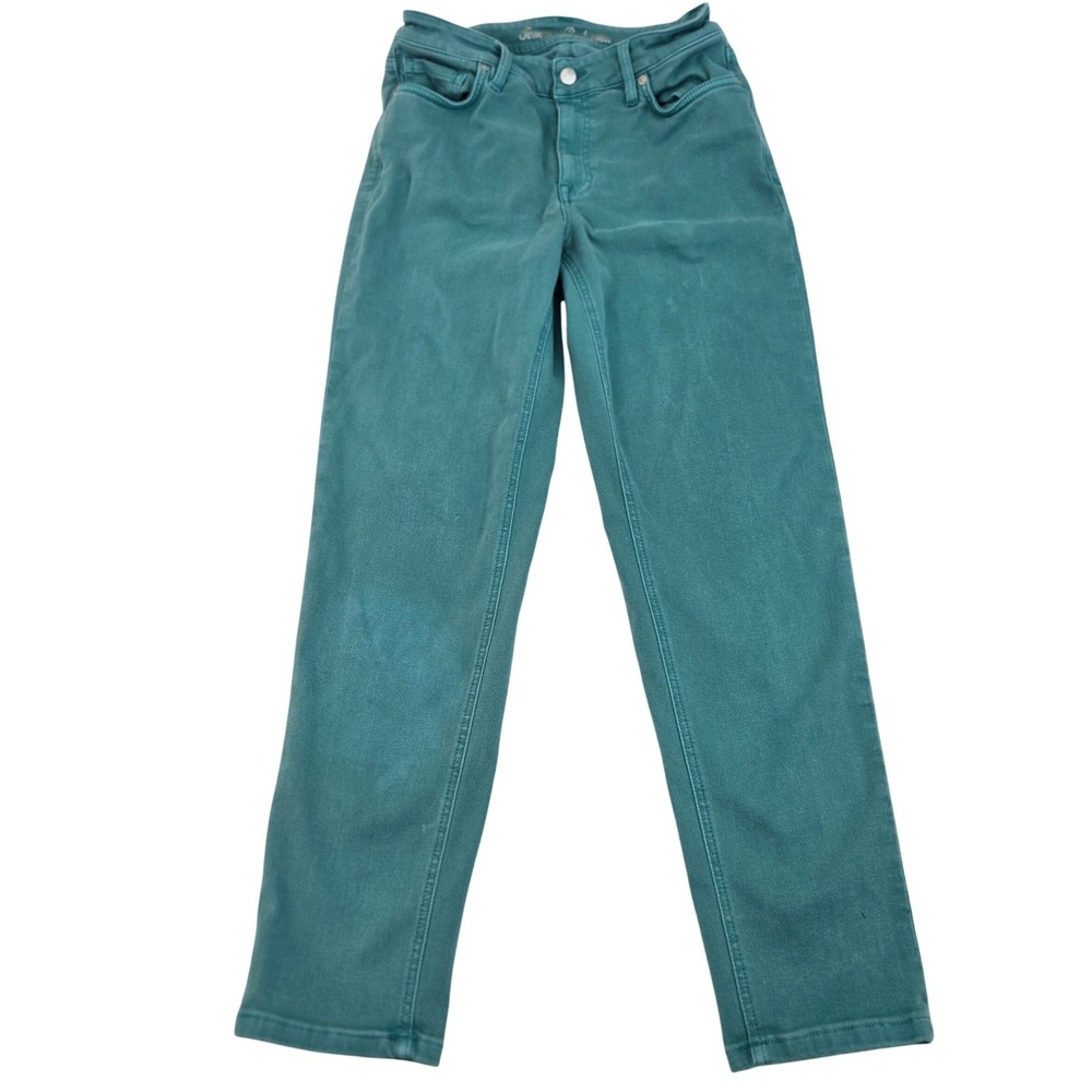 Tommy Bahama Mid Rise Straight Leg Jeans Teal Recycled Blend Women 4 Distressed